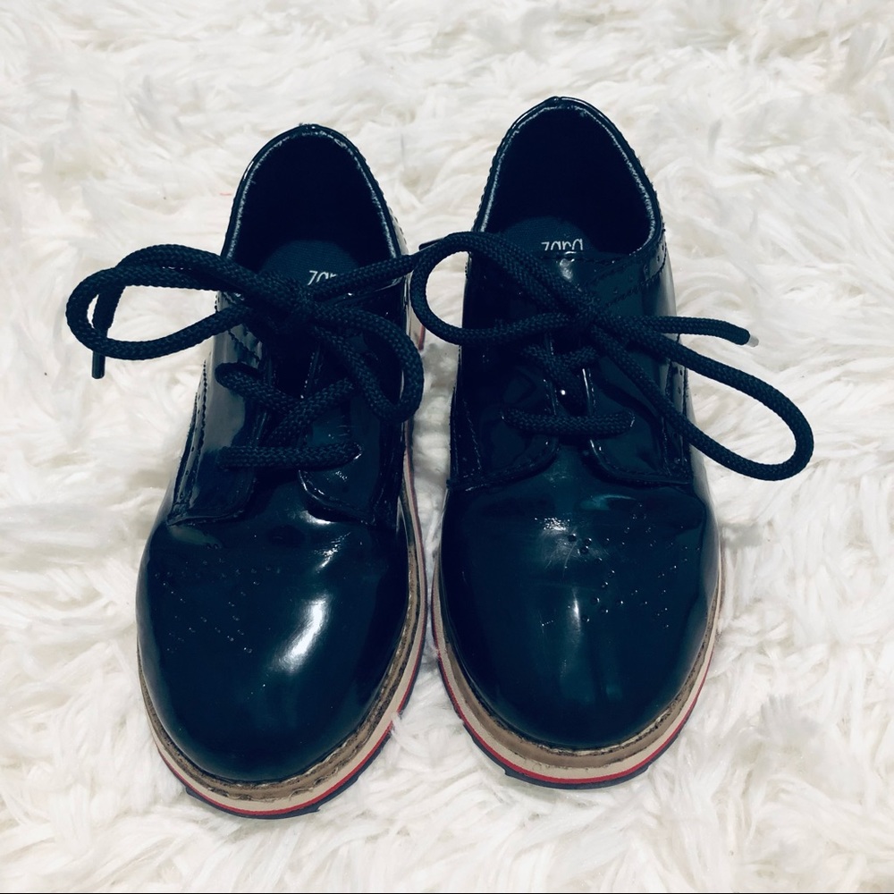 Zara Navy Patent Brogues lace up dress shoes